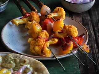 Paneer and Gobhi Skewers