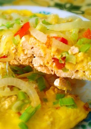 A picture of Teriyaki mashed tofu omellete.