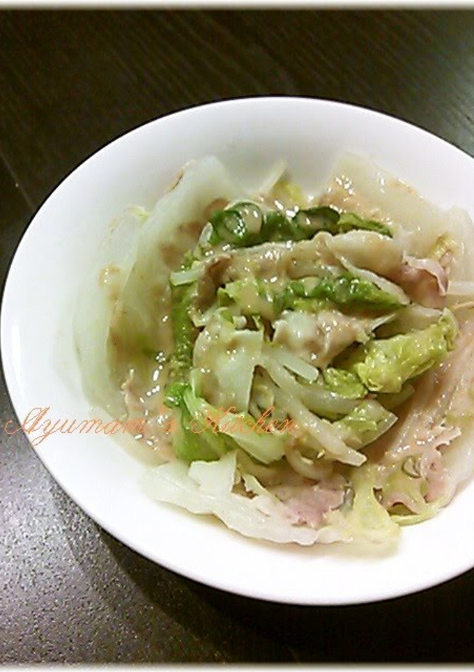 A picture of Layered and Simmered Napa Cabbage and Pork.