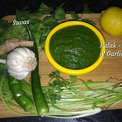 A picture of Spinach Palak Coriander And Garlic Chutney.