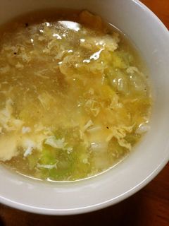 A picture of Thick Chinese Soup with Chinese Cabbage and Egg.