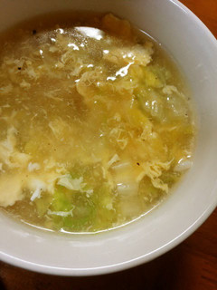 A picture of Thick Chinese Soup with Chinese Cabbage and Egg.
