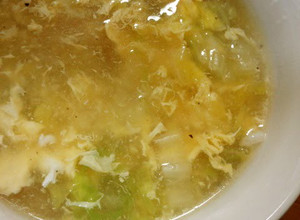 A picture of Thick Chinese Soup with Chinese Cabbage and Egg.