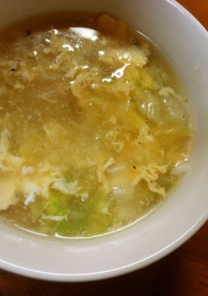 A picture of Thick Chinese Soup with Chinese Cabbage and Egg.