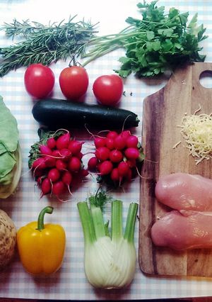 A picture of Chicken an Vegetable Casserole.