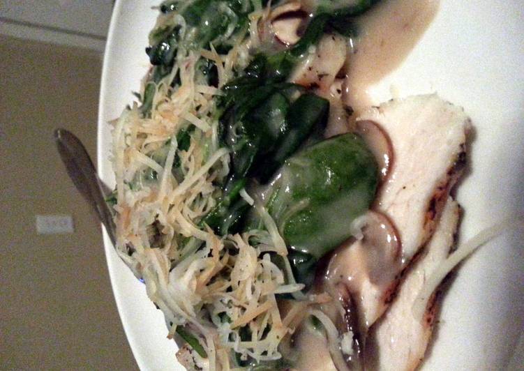 Steps to Prepare Any Night Of The Week Creamy mushroom and spinach over grilled chicken breast