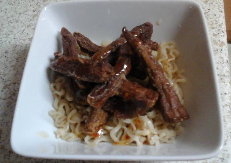 Simple Way to Make Quick My Crispy Chili Beef with Noodles 😉😆