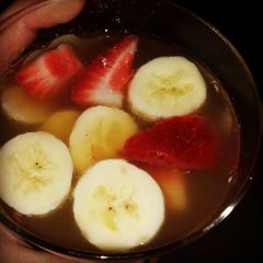 A picture of strawberry, banana&pineapple punch.