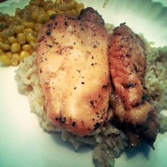 A picture of low calorie maple glazed chicken breast.