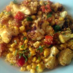 A picture of Vickys Roast Spiced Cauliflower & Corn Salad GF DF EF SF NF.