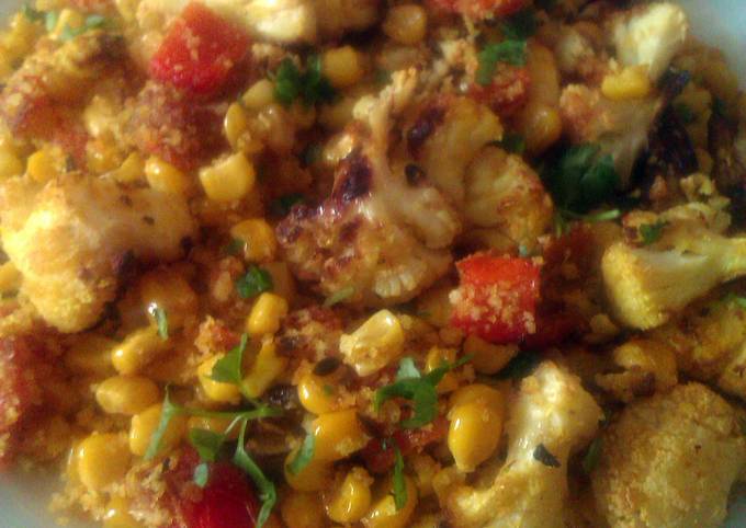 Vickys Roast Spiced Cauliflower & Corn Salad GF DF EF SF NF