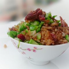 A picture of Preserved Duck Meat And Chinese Sausage Fried Rice.