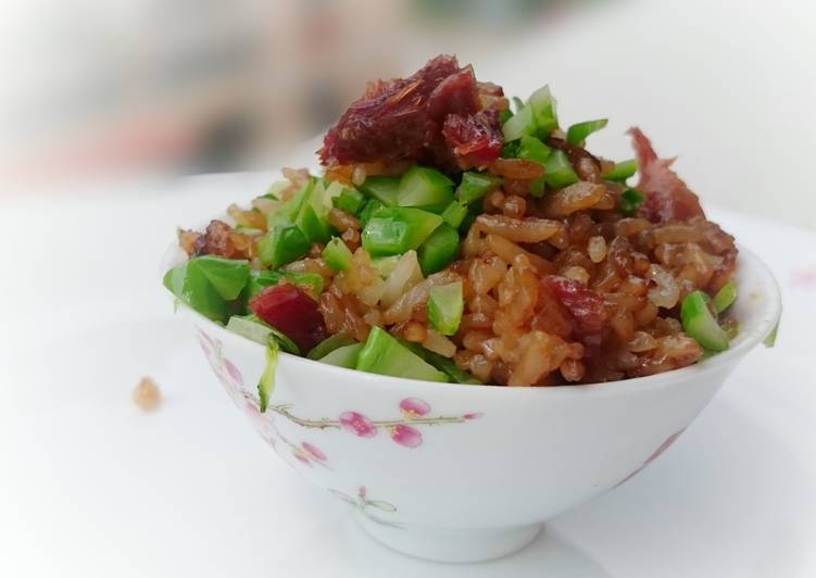 Steps to Prepare Favorite Preserved Duck Meat And  Chinese Sausage  Fried Rice