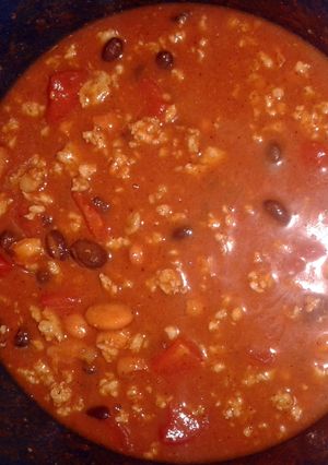 A picture of crockpot sausage chilli.
