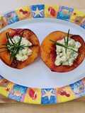 Durazno con queso azul al romero 🍑 Postrecito agridulce 🍑