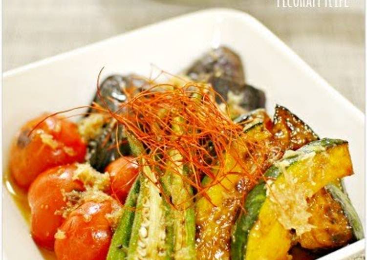 Recipe of Super Quick Homemade Sautéed Veggies Dressed with Mentsuyu and Grated Daikon