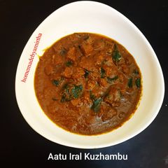 A picture of Aatu Iral Kulambu / Mutton Liver Kuzhambu.