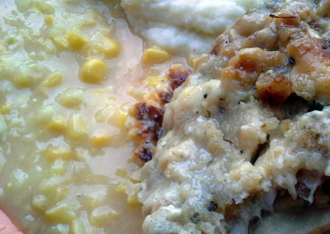 Recipe of Super Quick Homemade Chicken Alfredo Cream Corn Mashed Potatoes