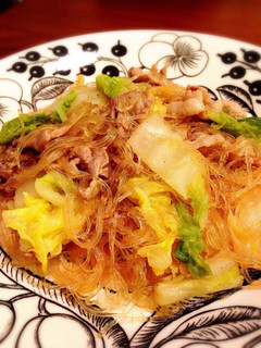 A picture of Pork, Chinese Cabbage and Cellophane Noodle Stir-fry.
