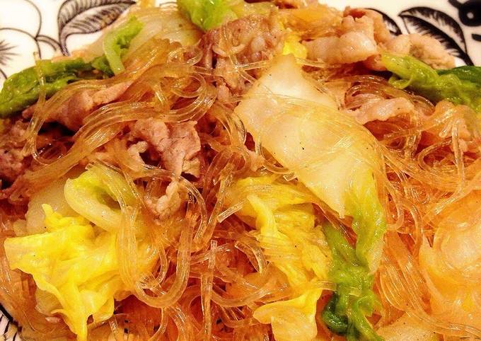 Pork, Chinese Cabbage and Cellophane Noodle Stir-fry
