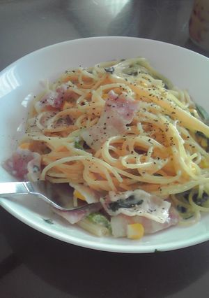 A picture of Easy Cream Pasta for Lunch.