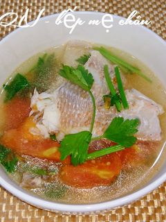 Hình của món Canh cá điêu hồng nấu ngót.