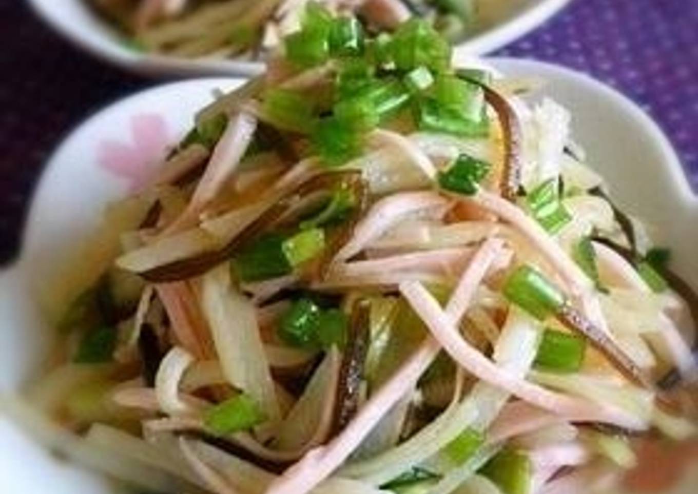 Fish Sausage and Potatoes Stir-fried with Green Onion and Salted Kombu