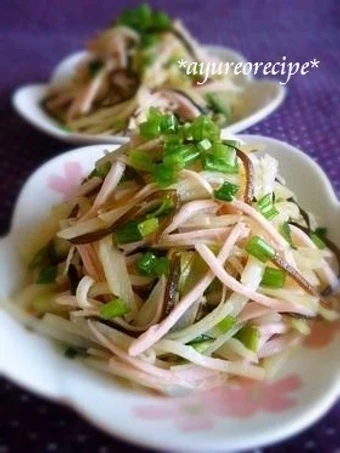 Easy Steps to Make Fish Sausage and Potatoes Stir-fried with Green Onion and Salted Kombu the So Delicious Makes you drool