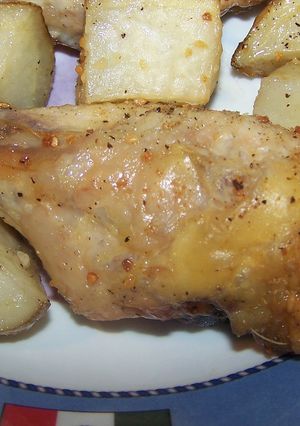 A picture of Oven Roasted Chicken and Potatoes.