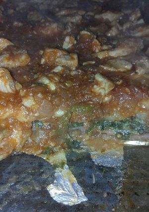 Una foto de Lasaña de papas, acelga y pollo