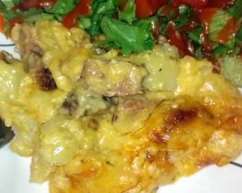 Fast Cooking Methods Cheesy potatoes with smoked sausage Very Delicious