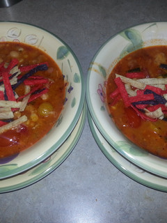 A picture of Chicken tortilla soup.