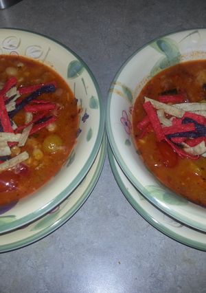 A picture of Chicken tortilla soup.