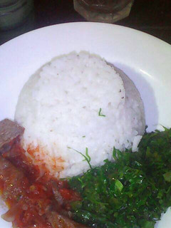 A picture of Rice beef with veges.