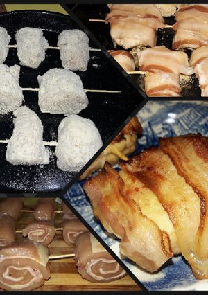 Una foto de Brocheta de pollo c/panceta