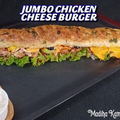 A picture of SUBWAY STYLE JUMBO CHICKEN CHEESE BURGER😋.