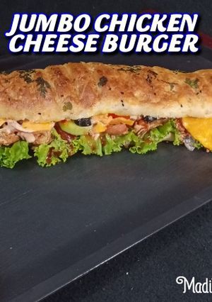 A picture of SUBWAY STYLE JUMBO CHICKEN CHEESE BURGER😋.