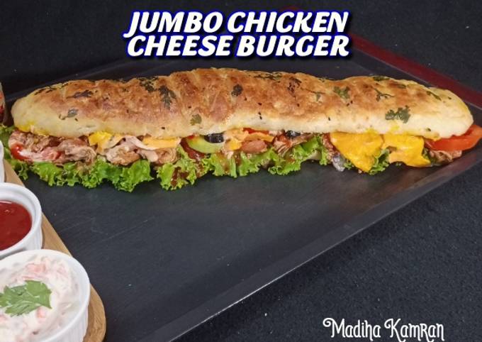 SUBWAY STYLE JUMBO CHICKEN CHEESE BURGER😋