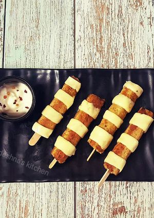 A picture of Chicken Cheese Seekh Kababs.