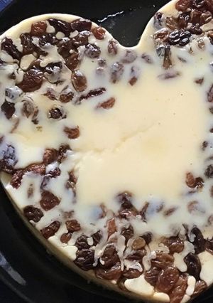 Une photo de Flan vanille rhum raisins