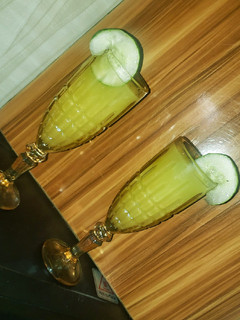 A picture of Orange cucumber juice.