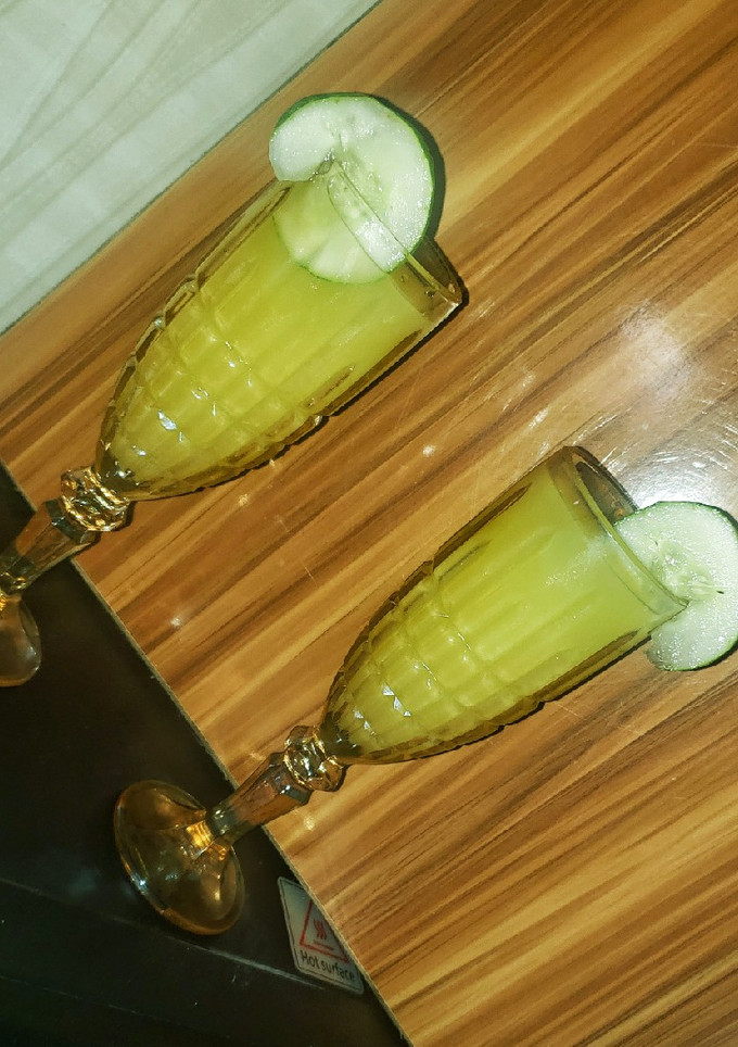 A picture of Orange cucumber juice.