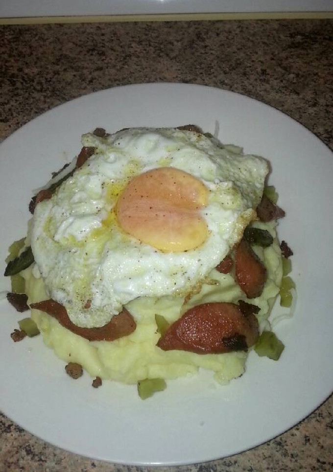 Una foto de Puré de patatas con crunchy de panceta