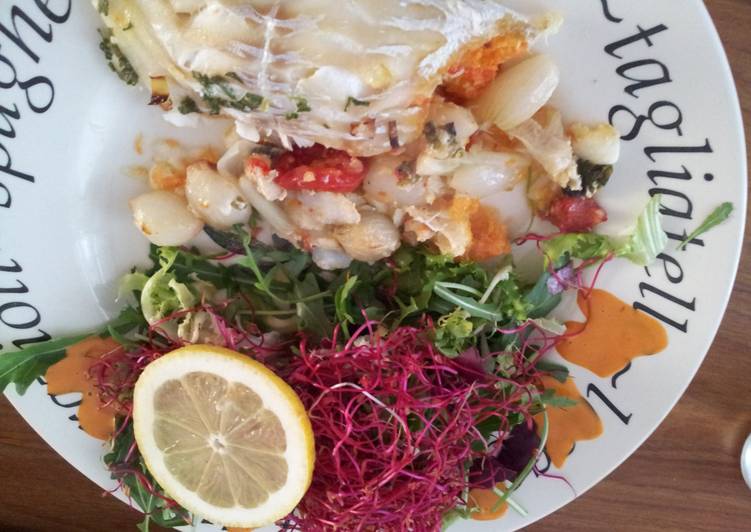 Step-by-Step Guide to Prepare Perfect cod with stuffing and salad