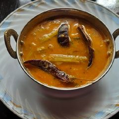 Drum 🥁 stick mix veggies spicy sambar A picture of Drum 🥁 stick mix veggies spicy sambar.