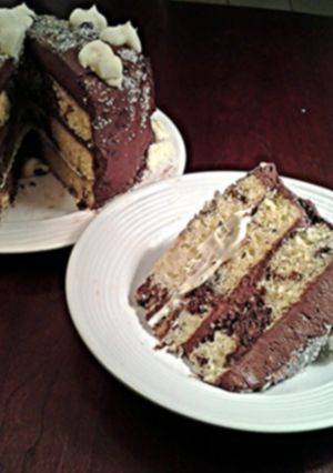 A picture of Marble Cake with Whipped Dark and White Chocolate Ganache Frosting1.
