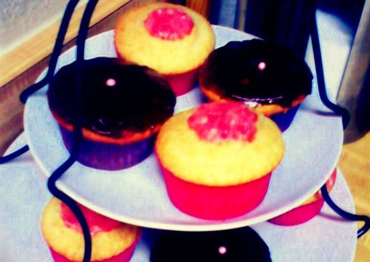 Steps to Make Speedy Chocolate ganache &amp; Raspberry white zin Cupcakes