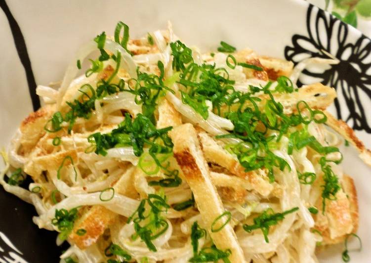 Recipe of Quick Bean Sprout and Aburaage Salad with Yuzu Pepper Dressing