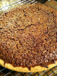 A picture of Fudge Pecan Pie.