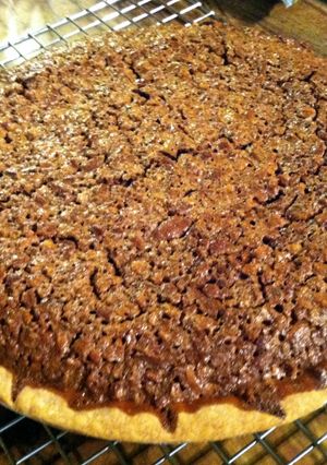 A picture of Fudge Pecan Pie.